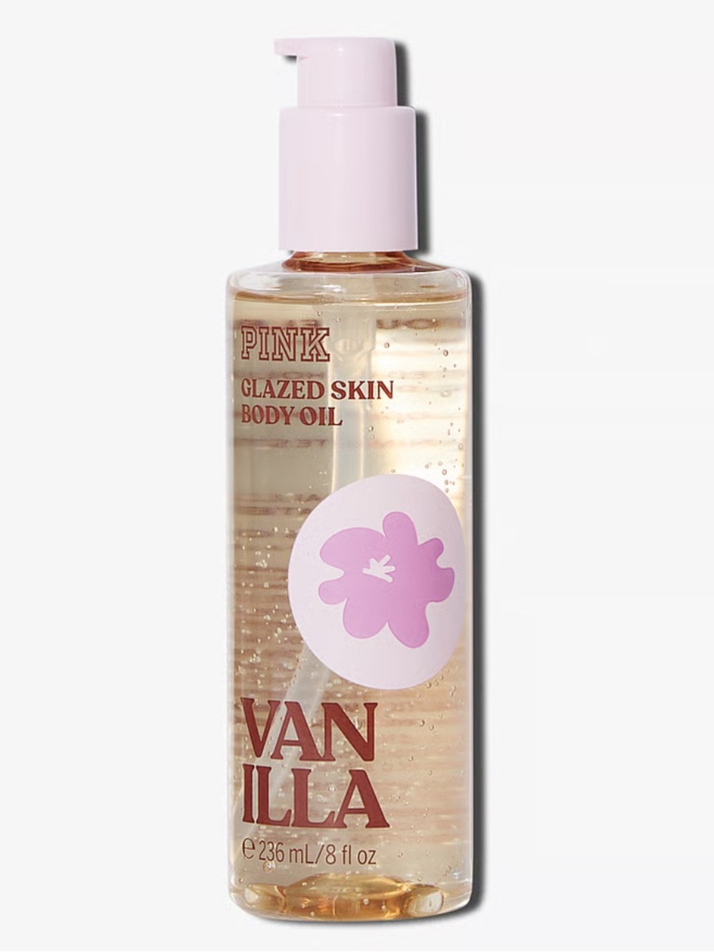 PINK Victoria's Secret Vanilla Body Oil Bottle with Light Pink Pump